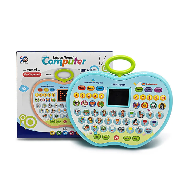 New Children Early Tablet LED Pad  Music Sounding Toy  Gifts  Point Reading Machine  Educational Toys Analog Apple for kids