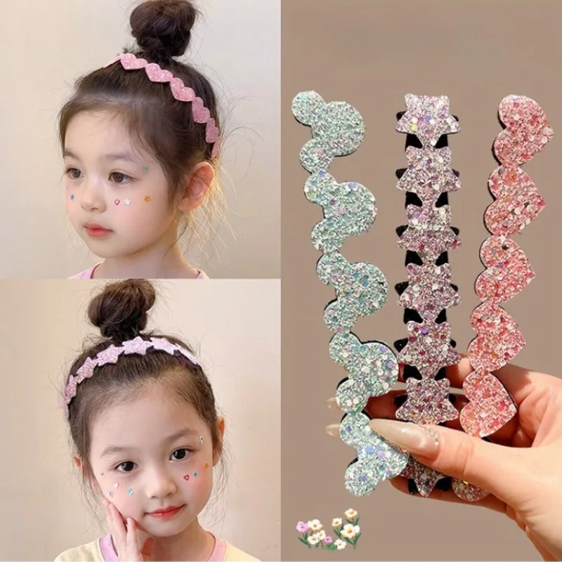 2/3/5 Stück Kinder-Pony-Sticker Stern Herz Fransen Haar-Patch Mädchen Wiederverwendbare Magische Haar-Sticker Kinder Haarstyling-Zubehör – Detail 2