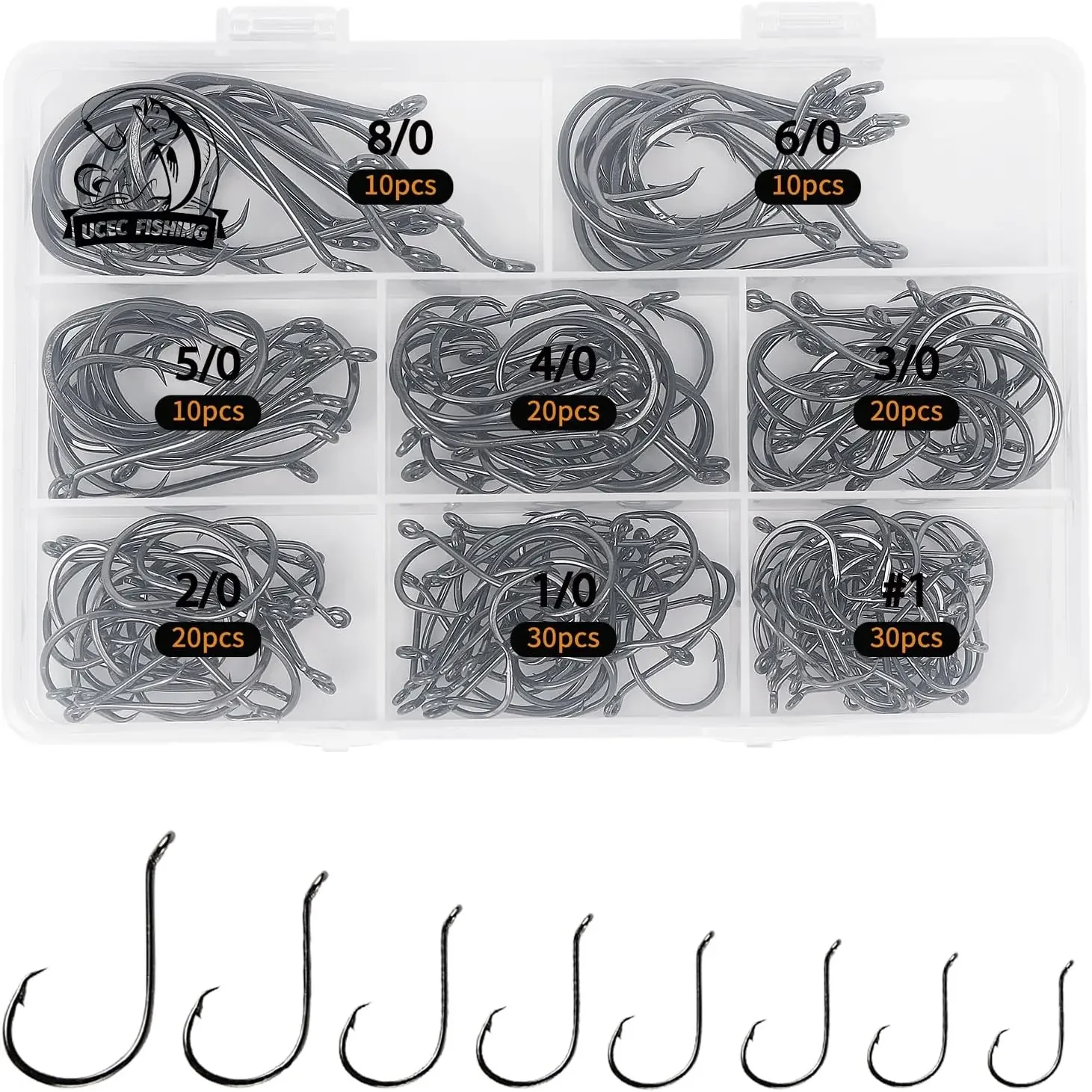 

Circle Fishing Hooks 2X Strong Offset Saltwater High Carbon Steel Octopus Catfish Hooks 150/240pcs Size #1-8/0