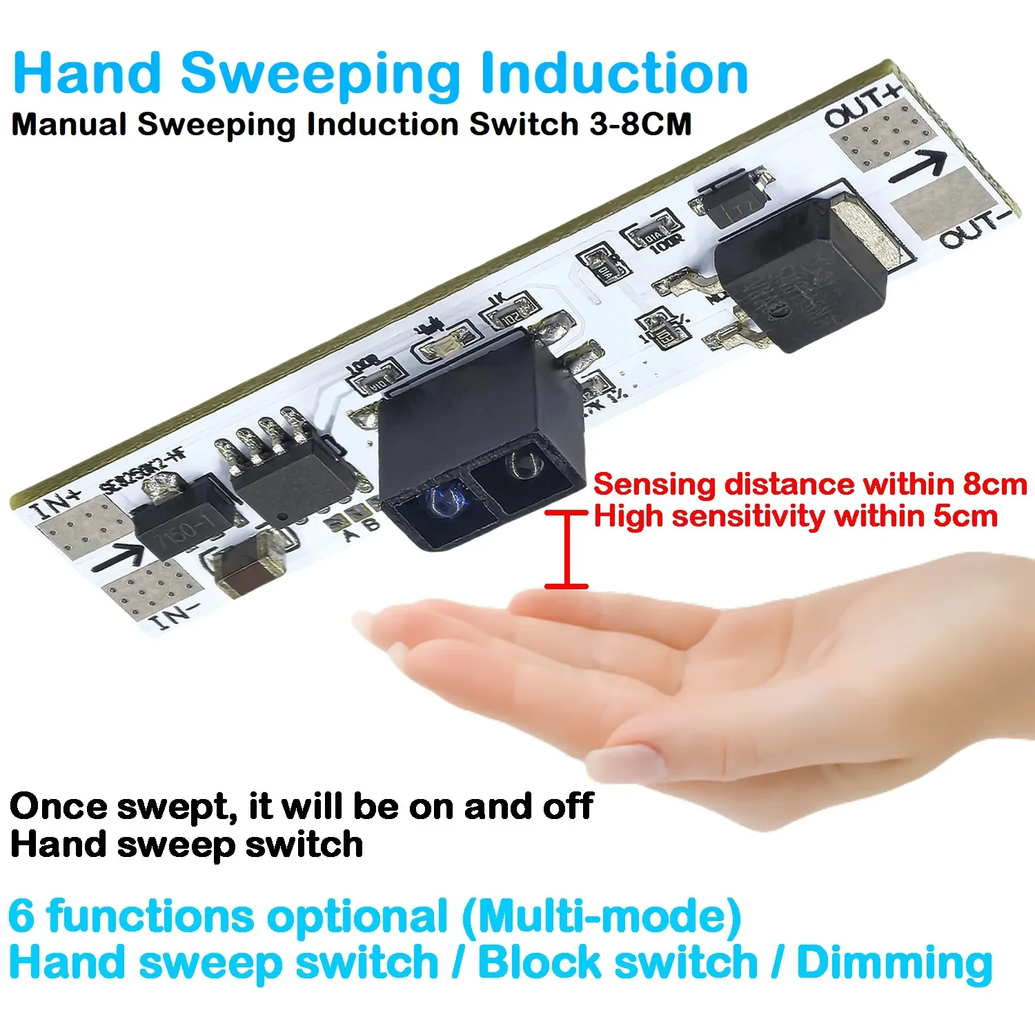 Sweep Hand Sensor Short Distance Scan Touch Switch Capacitive Module PIR Motion Sensor 120W 5V-24V 5A LED Dimming Control Lamps