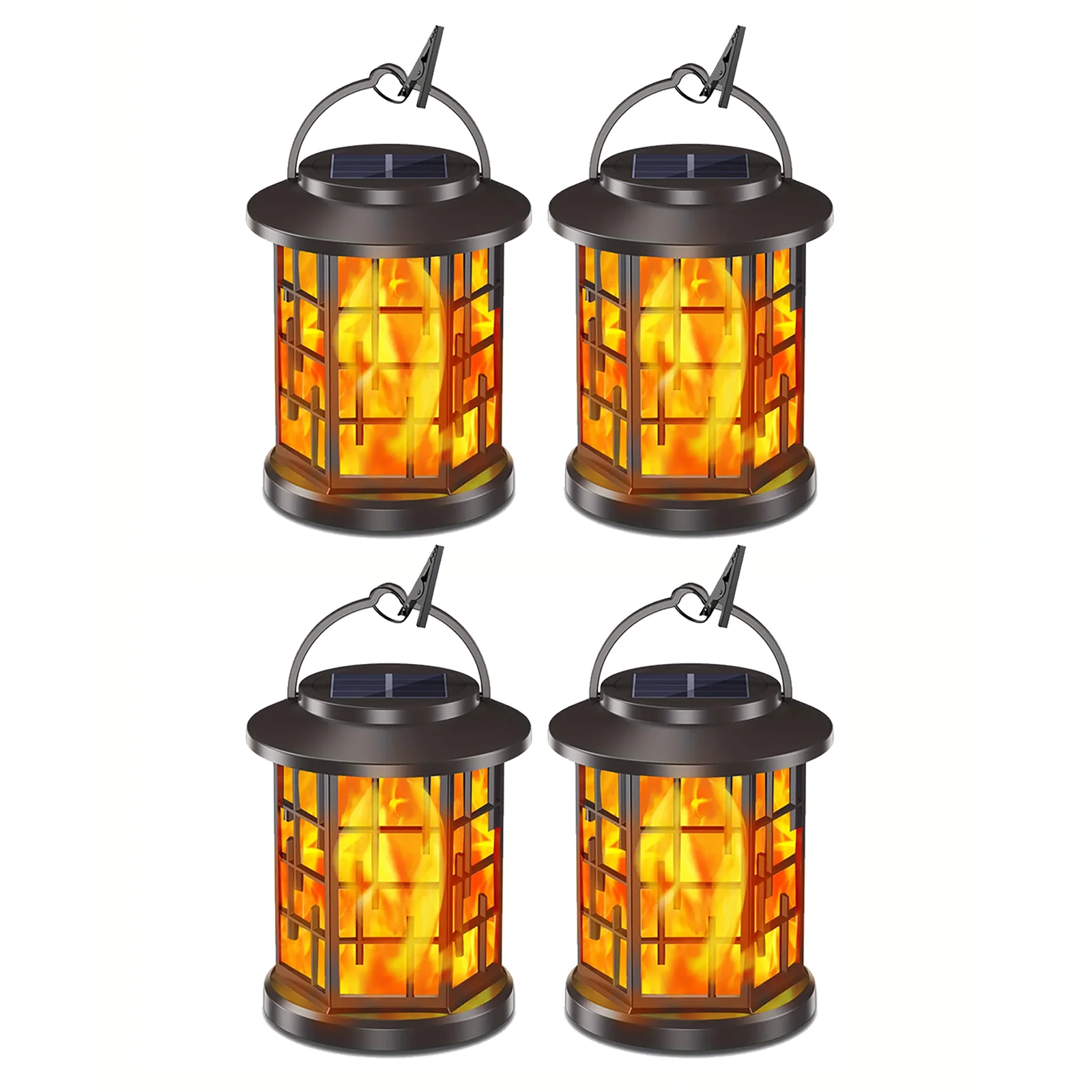 Solar Powered Outdoor Flame Lantern Featuring 28 LEDs for Garden Patio Deck Yard Illumination Without Electrical Wiring