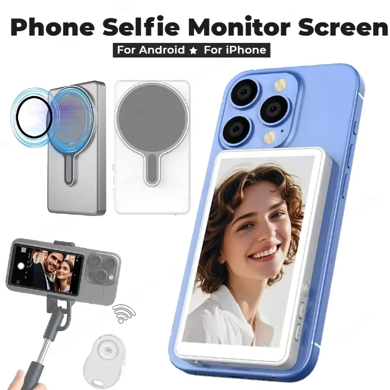 Smartphone Magnetic Monitor Screen Projector Phone Rear Camera Selfie For Vlog Live Stream Video Recording For Android iPhone