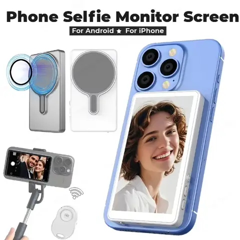 Smartphone Magnetic Monitor Screen Projector Phone Rear Camera Selfie For Vlog Live Stream Video Recording For Android iPhone