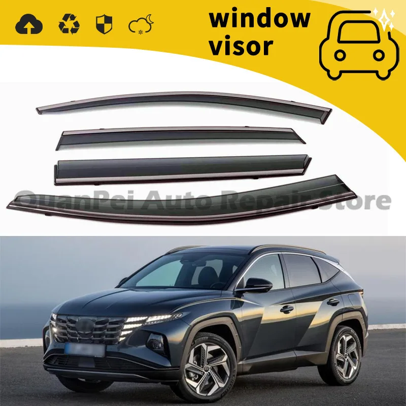 For Hyundai Tucson 2008-2014 Door Window Deflector Stainless Steel Strip Weather Shield Direct Fit Auto Parts