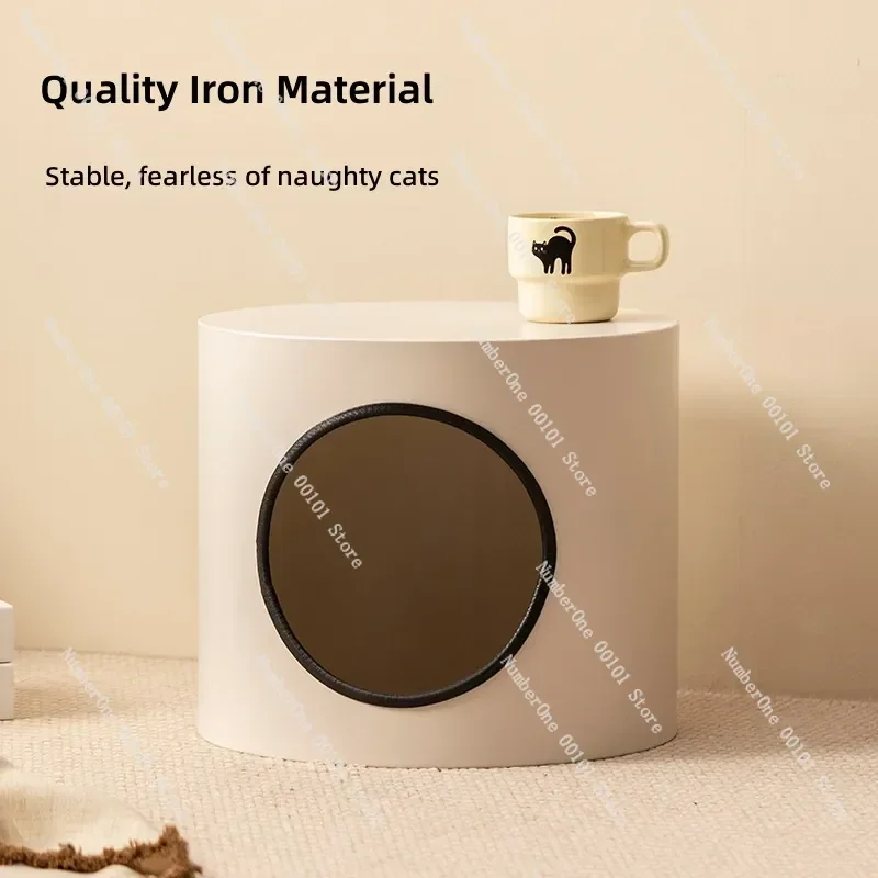 Cozy Round Semi Enclosed Cat Bed Plush Warm Winter Dog House Soft Pet Nest Small Puppy Kennel Indoor Sleeping Cave Furniture