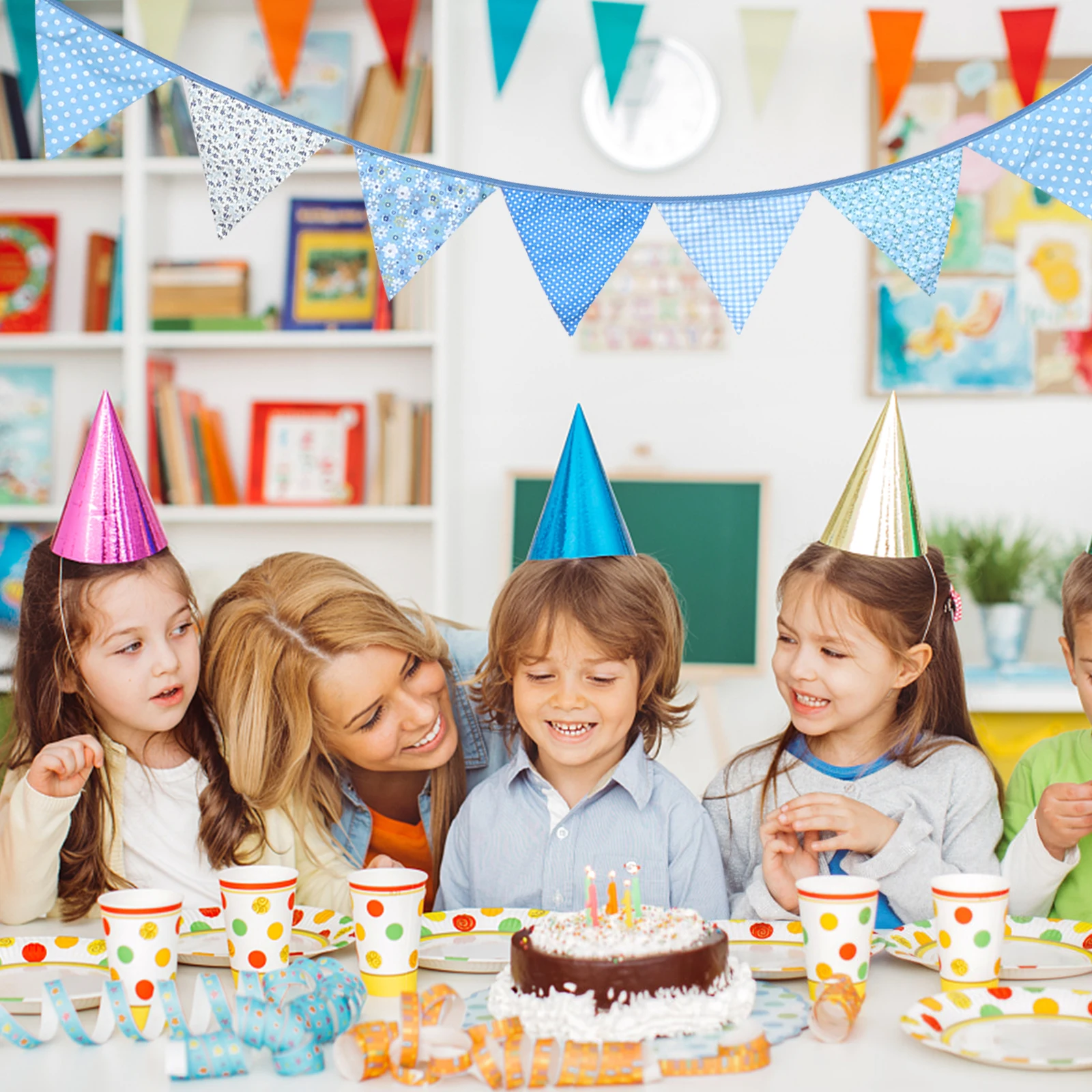 

Birthday Streamers Party Decorations Garlands Triangle Bunting Table Baby Fabric