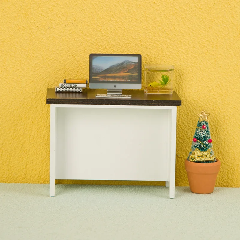 1:12 Scale Dollhouse Miniature Desk, Double-Layer Storage, Living Room Furniture Model 2025