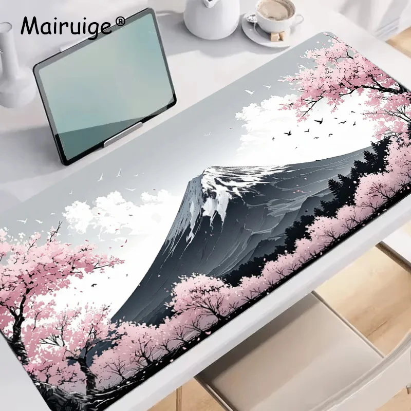 

Большой коврик для мыши с изображением сакуры и горы Фудзи, настольный коврик, большой игровой коврик для мыши, для дома и офиса