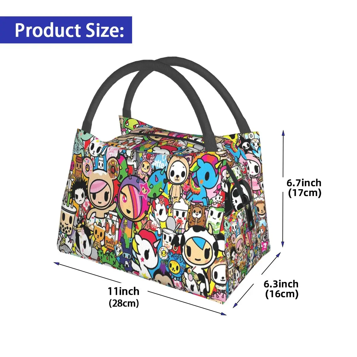 Tokidoki Kawaii Donutella Sandy Unicorno Insulated Lunch Bag Food Boxes Portable Container Cooler Thermal Lunch Box Tote