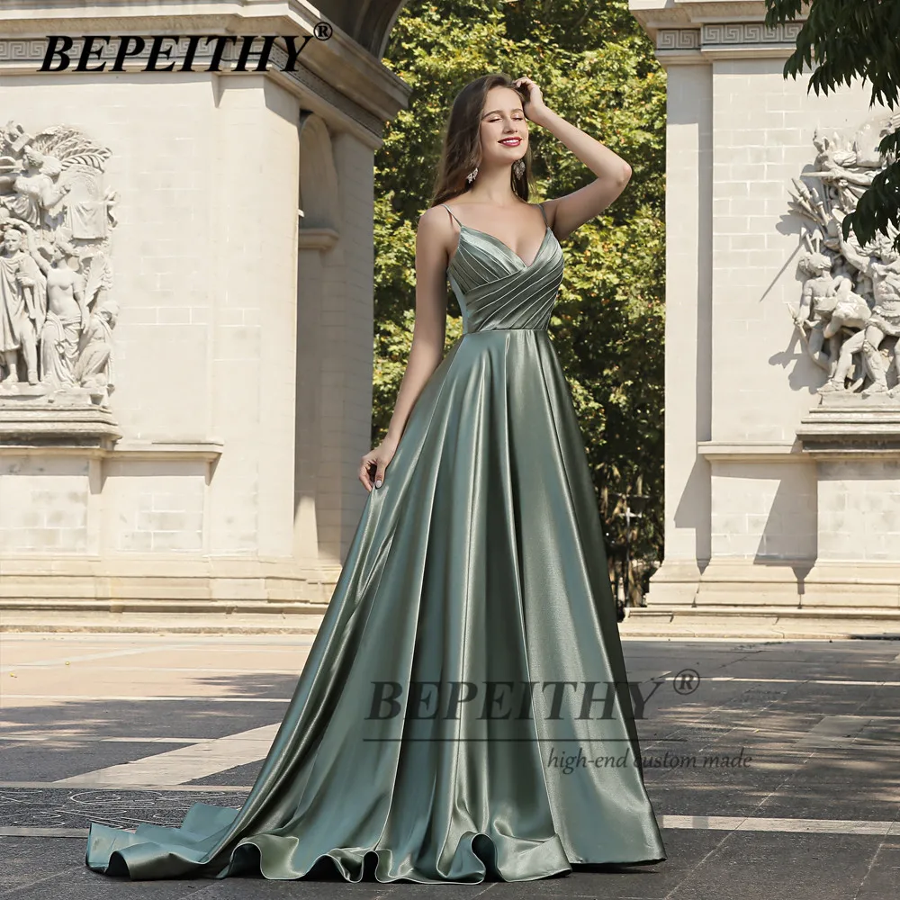 BEPEITHY-Vestido largo de noche verde aguacate, sin mangas, línea A, elegante, para fiesta de graduación, primavera 2022