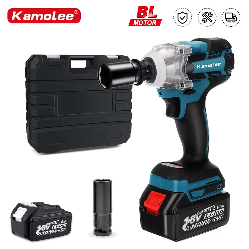 Kamolee 520n. m Wireless Charging Impact Wrench Household Portable 18V-24V Lithium Battery 1/2 Small Electric Nut Wrench Tool