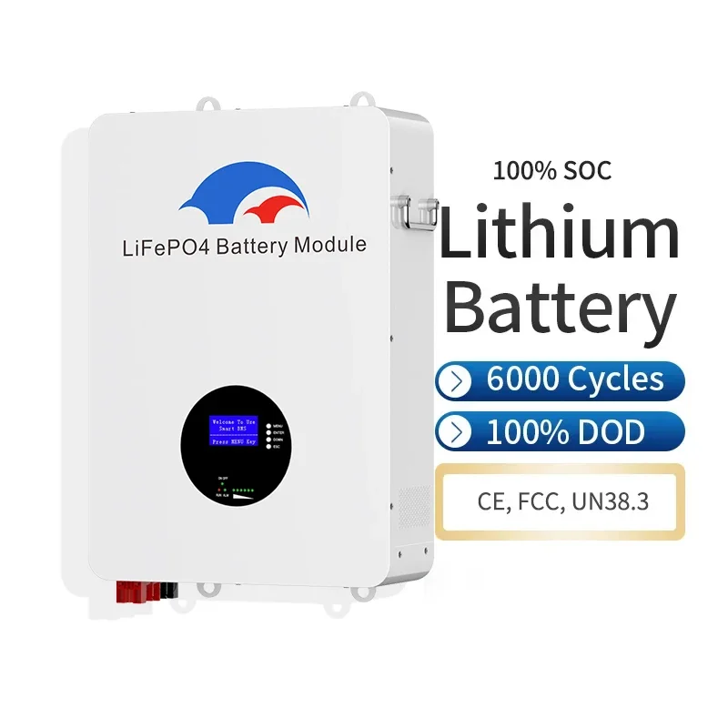 

48V 200Ah Power wall 10KW LiFePO4 Battery 51.2V 100Ah 5KW Parallel 6000 Cycles Wall-mounted Energy Battery For Solar EU Stock