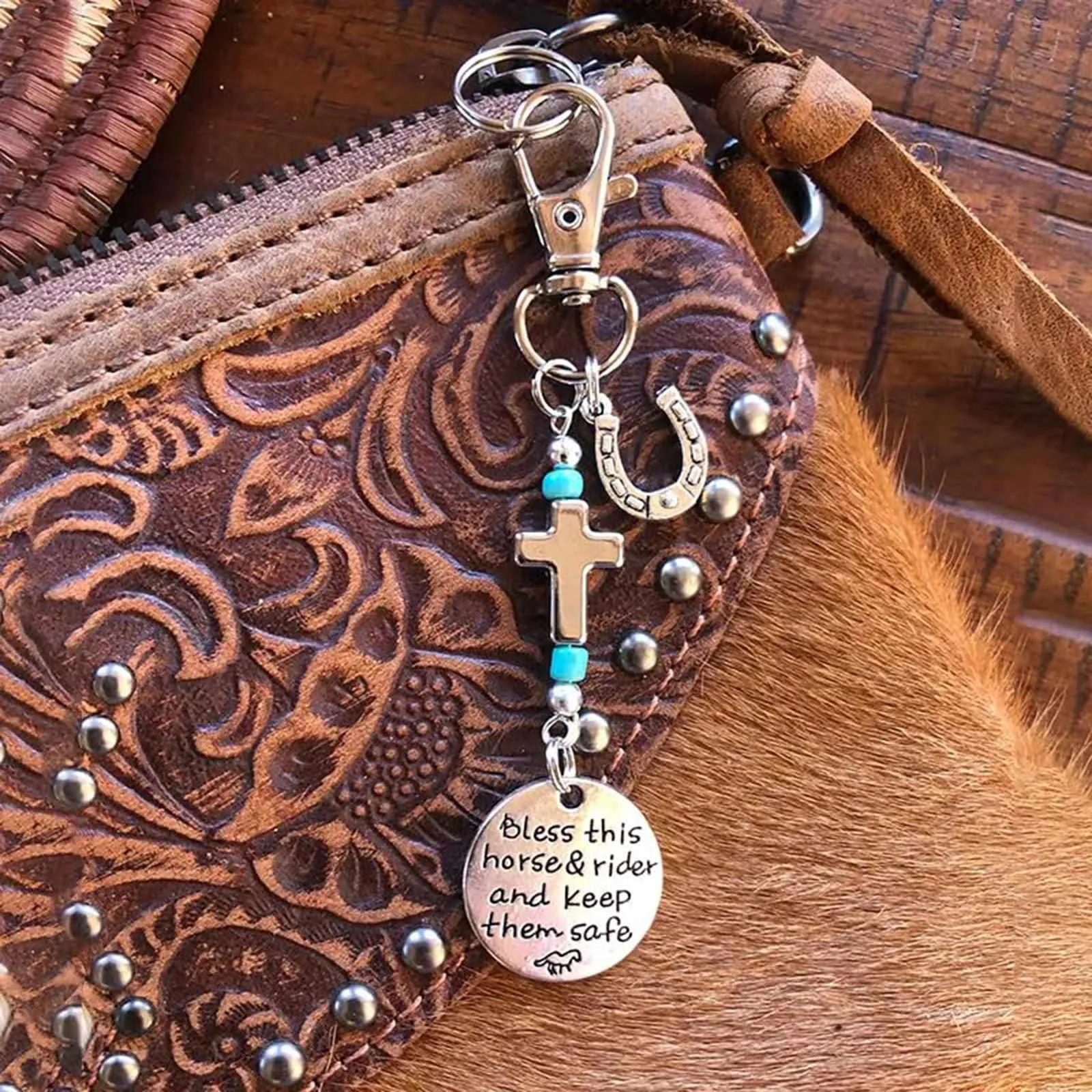 Horse Saddle And Bridle Charm Clip, Bless-This Horse And Rider Keep Safe Bridle Saddle Charm Gifts For Horse Rider Sculptures