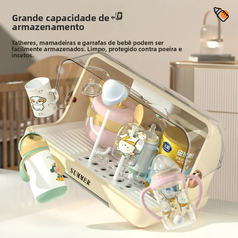 kitchen-home-use-dustproof-cover-baby-bottle-storage-box-cup-tea-cup-draining-rack-dishware-utensils-storage-box-plastic