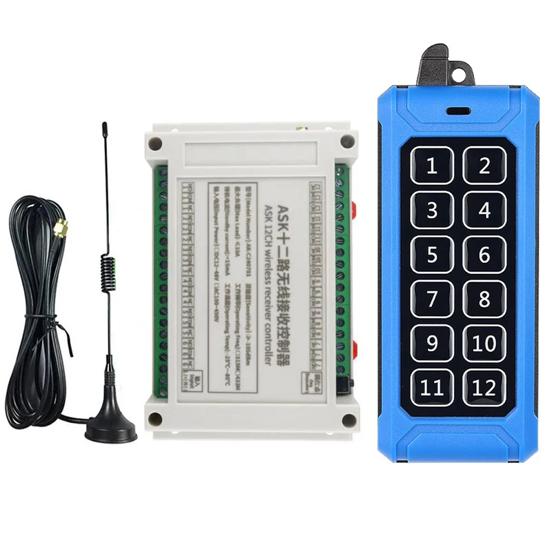 Industrial control AC 110V 220V 380V 12CH Radio Controller RF Wireless Remote Control Overhead Travelling crane System Receiver