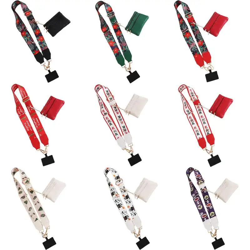 

Phone Strap With Zippered Pouch For Women, Adjustable Cellphone Lanyard Crossbody With Wallet ,Clip And Go Strap for Christmas