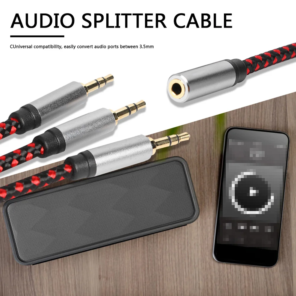 

3-Way Audio Splitter Cable for Headphone and Microphone Universal 35Mm Adapter Connector Compatible with Iphone Laptop Pc