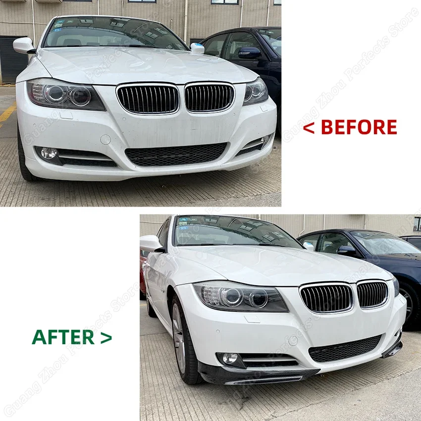 2Pcs Front Bumper Side Splitter Cover Lip For BMW 3 Series E90 E91 Facelift LCI 320i 330i 2007-2012 Body Kits Tuning Carbon Look