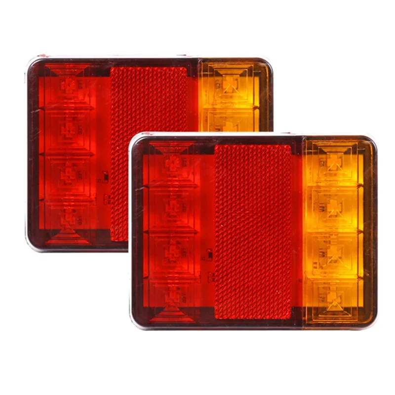 1/2 Pair Waterproof 8 LED 12-80V Tail Lights Car Warning Rear Stop Turn Signal Reverse Lamps for UTE Trailer Boat Truck Caravans