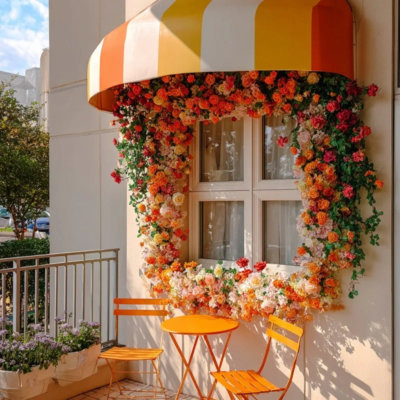 Decorative yellow spring atmosphere decoration rose bionic flower shop door landscaping