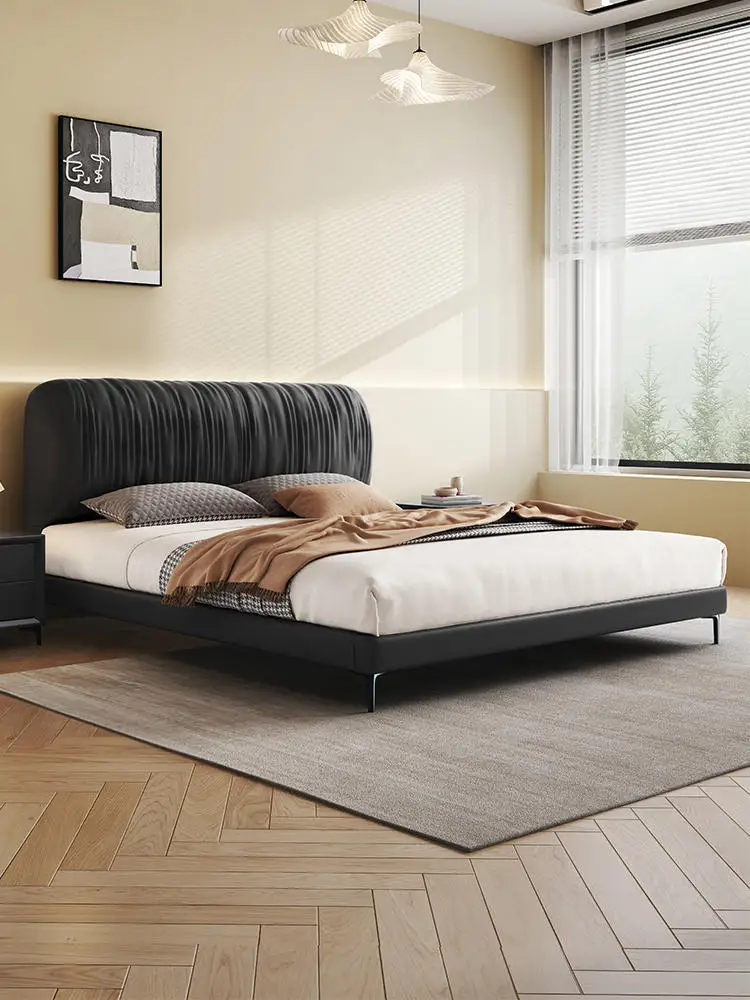 Suspended master bedroom high-end 1.8 meters double leather art bed