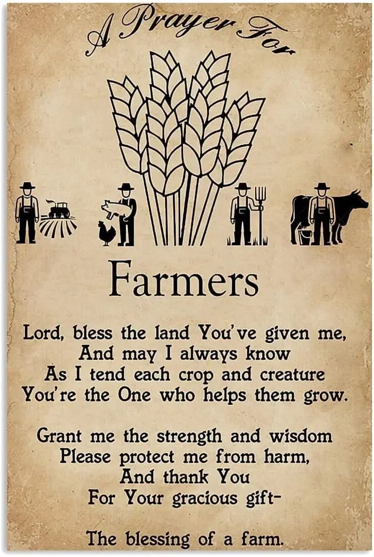 A Prayer for Farmers Decor Poster Wall Art Tin Sign Decor Metal Sign Poster 8x12Cm