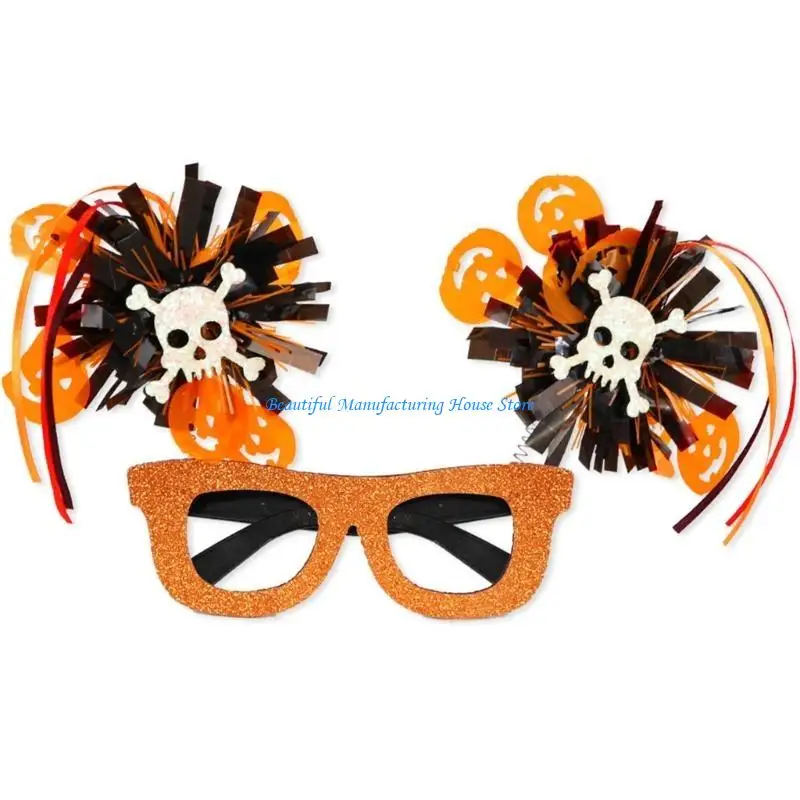 E56A Halloween Glasses Festive Glasses Tinsel Halloween Party Decorations Halloween Gift Unique Skeleton Photo Props