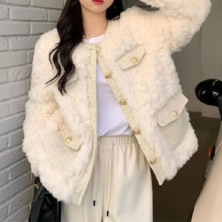 

Весна 2024, новая модная женская однотонная повседневная модная однобортная элегантная куртка с круглым вырезом и длинными рукавами, женская одежда, пальто