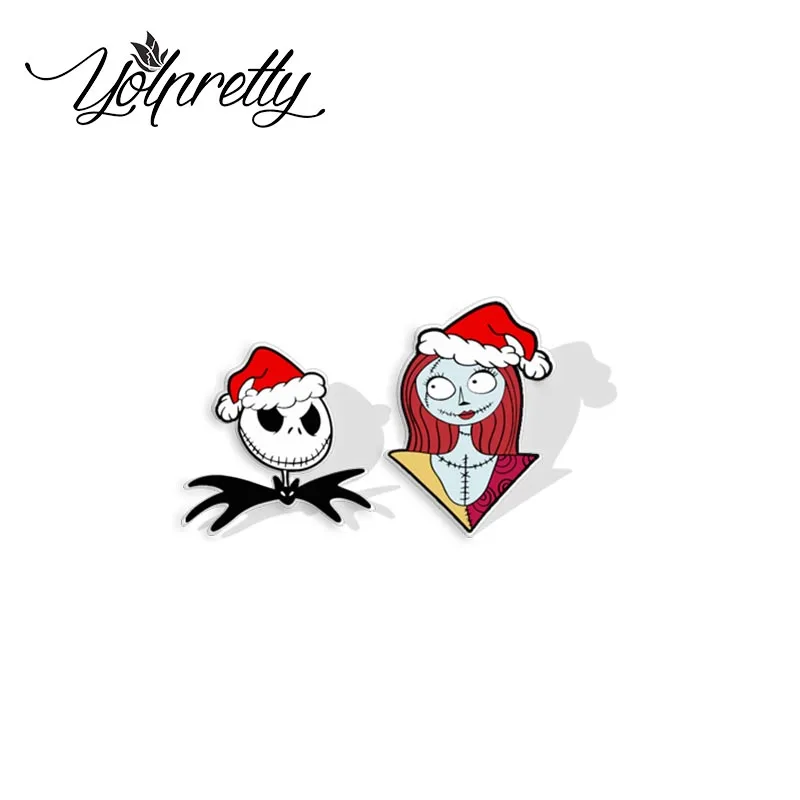 2024 New The Nightmare Before Christmas Jack and Sally Christmas Cosplay Epoxy Handcraft Acrylic Stud Earrings