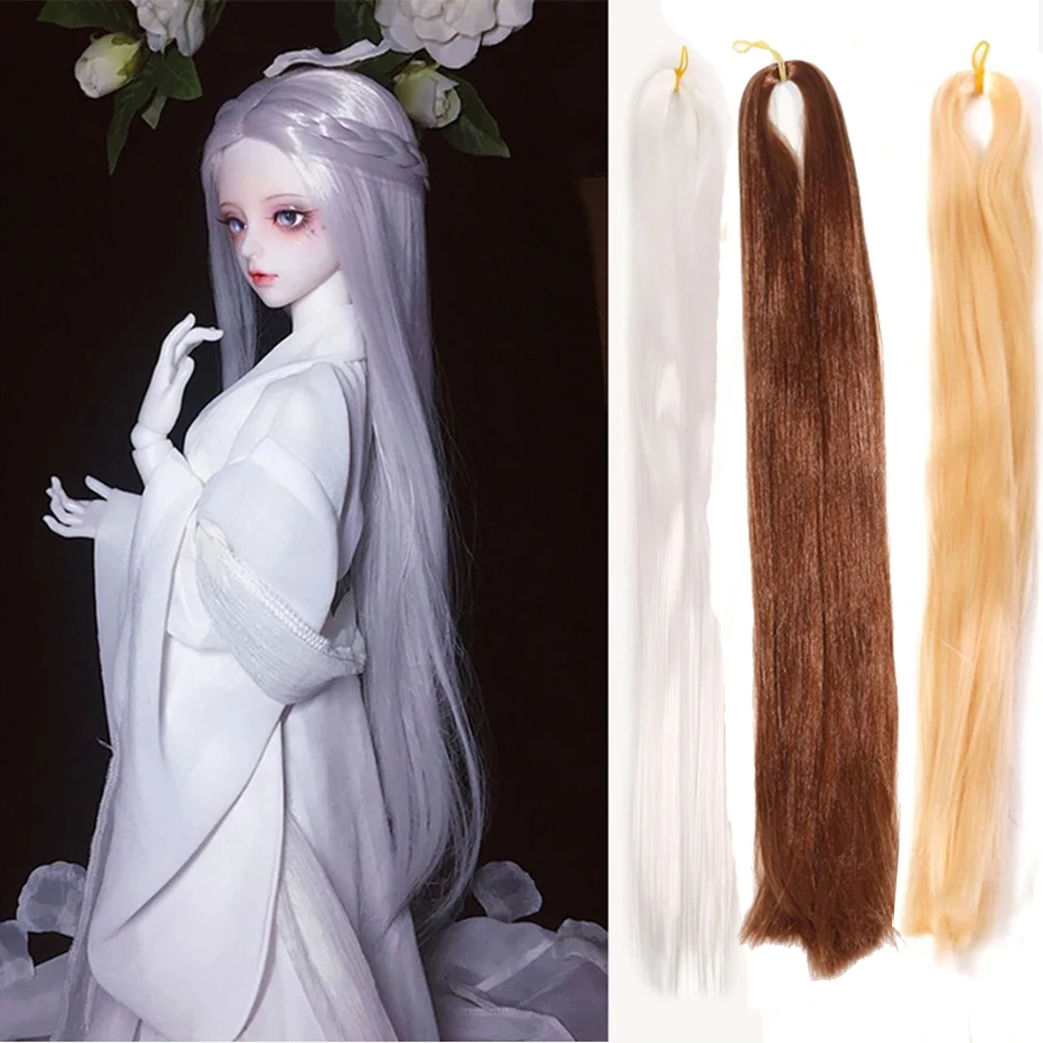 BJD Doll Long Hair Brunettes Blonde Transplanted Hair Handmade Wig Synthetic Fiber Hair Soft