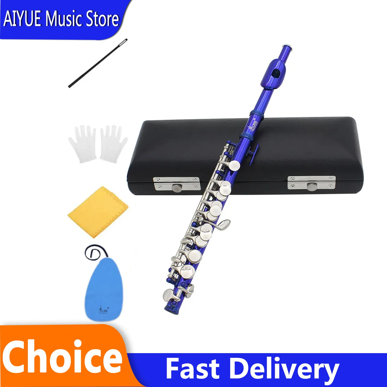 IRIN Piccolo C Key Half-Size Flute  C-shaped Piccolo with Box Cleaning Cloth Rod Gloves Set For Beginner Woodwind Instrument
