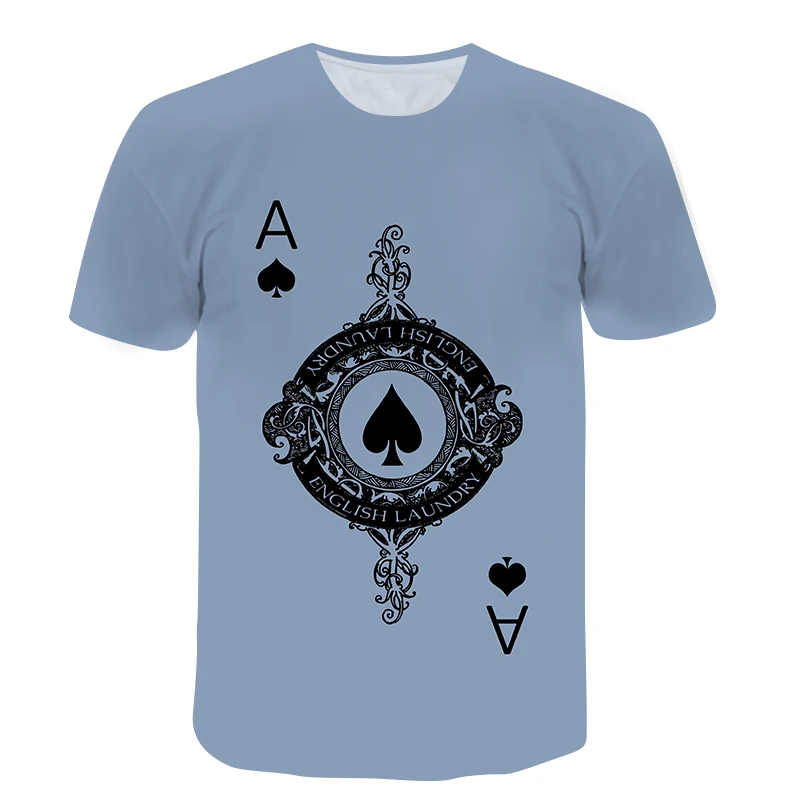 Fashion Interesting Poker A Graphic T Shirts For Men Summer Playing Cards Print T-shirt Casual Personality Short Sleeve T-shirts