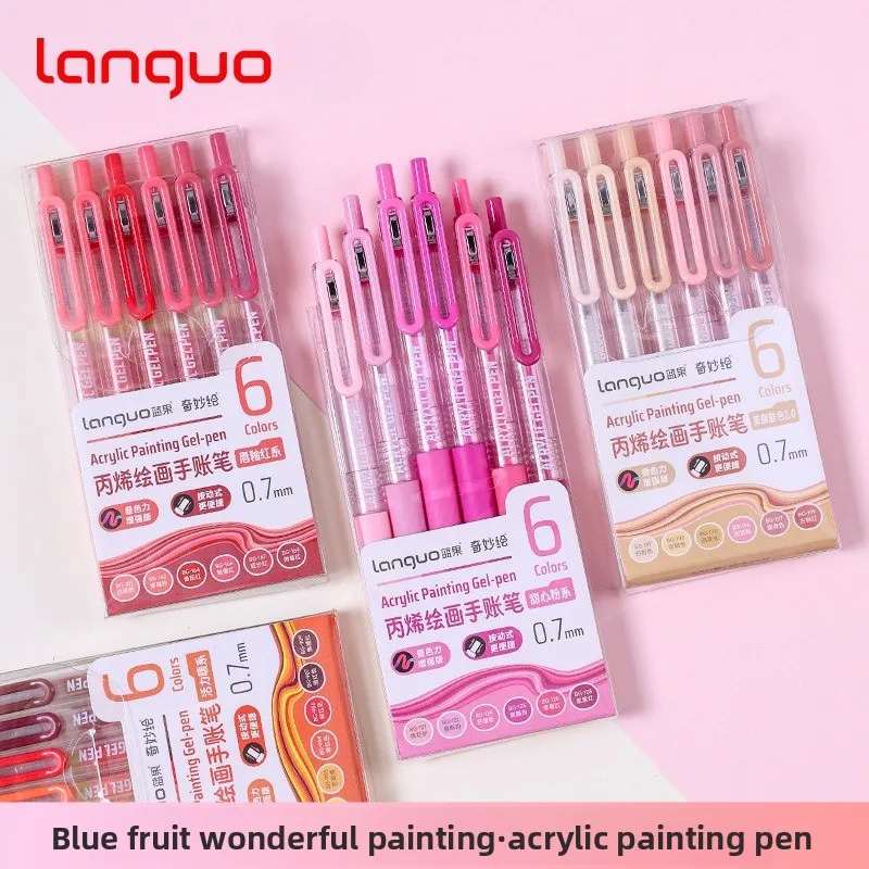 

LANGUO 6 Colors 3D Acrylic Paint Markers Pens Acrylic Gel Pen 0.7mm for Rock Ceramic Glass Stationery School Art Supplies