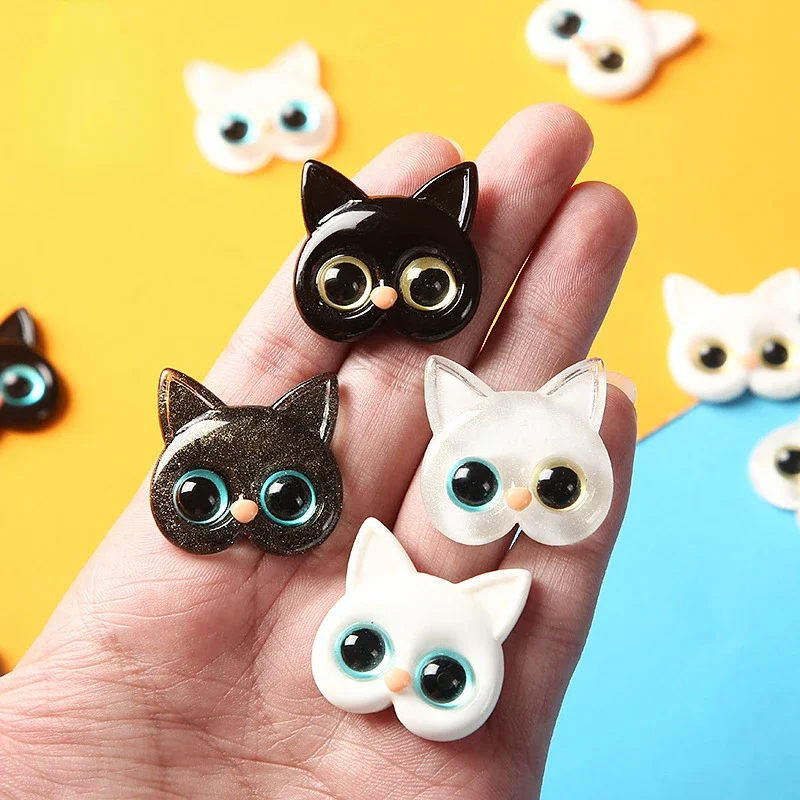 5pcs Kawaii Resin Black and White Cat Accessories Scrapbook Embellishment Figures Crafts Miniatures