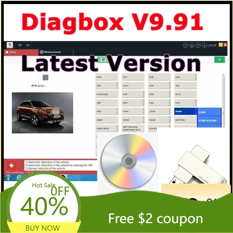 2026 Newest Diagbox V9.91 Car Diagnosis Software Multi-language Fully Working for P-eugeot for C-itroen Diagnostic Car Data Diag