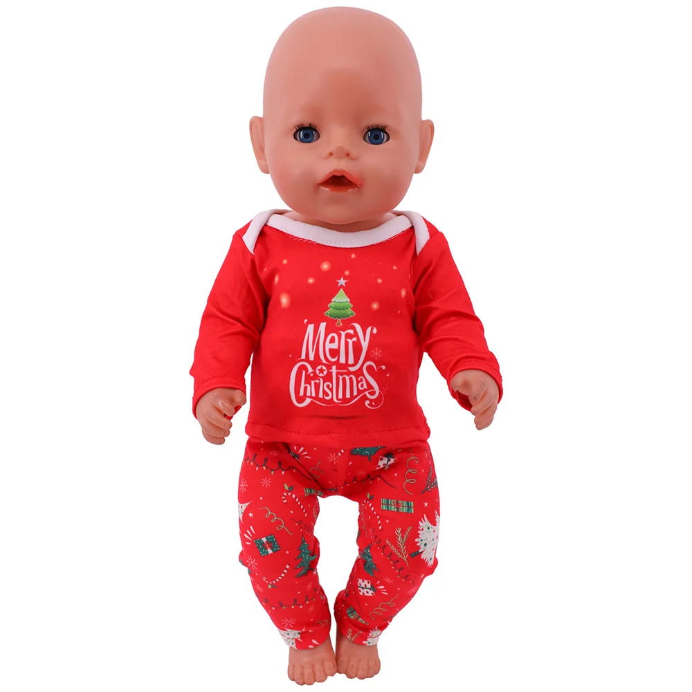 Doll Clothes Red Christmas Suit Baby Girl\'s Accessories for 18 inch American Doll & 43 Cm Reborn Dolls Mini Christmas Tree Toys