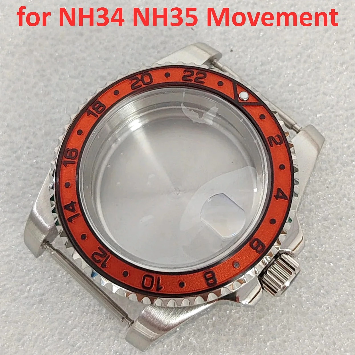 

New 40mm Aluminum Convex Inclined Bezel Cyclops Silver Watch Case for SUB Yacht GMT NH35/NH34 Automatic Movement 5ATM Mod Parts
