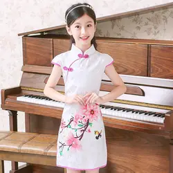 Ropa Vintage Hanfu para niñas, para niños Tangsuit, vestido Cheongsam para uso diario, traje Qipao con estampado Floral de varios colores