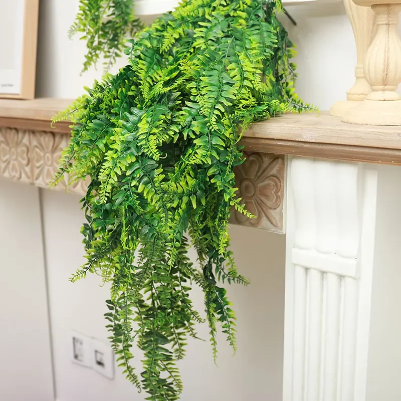 90cm Persian fern Leaves Artificial Hanging Plants Vines Home Room Decor Plastic Leaf Grass Wedding Wall Balcony Decorations