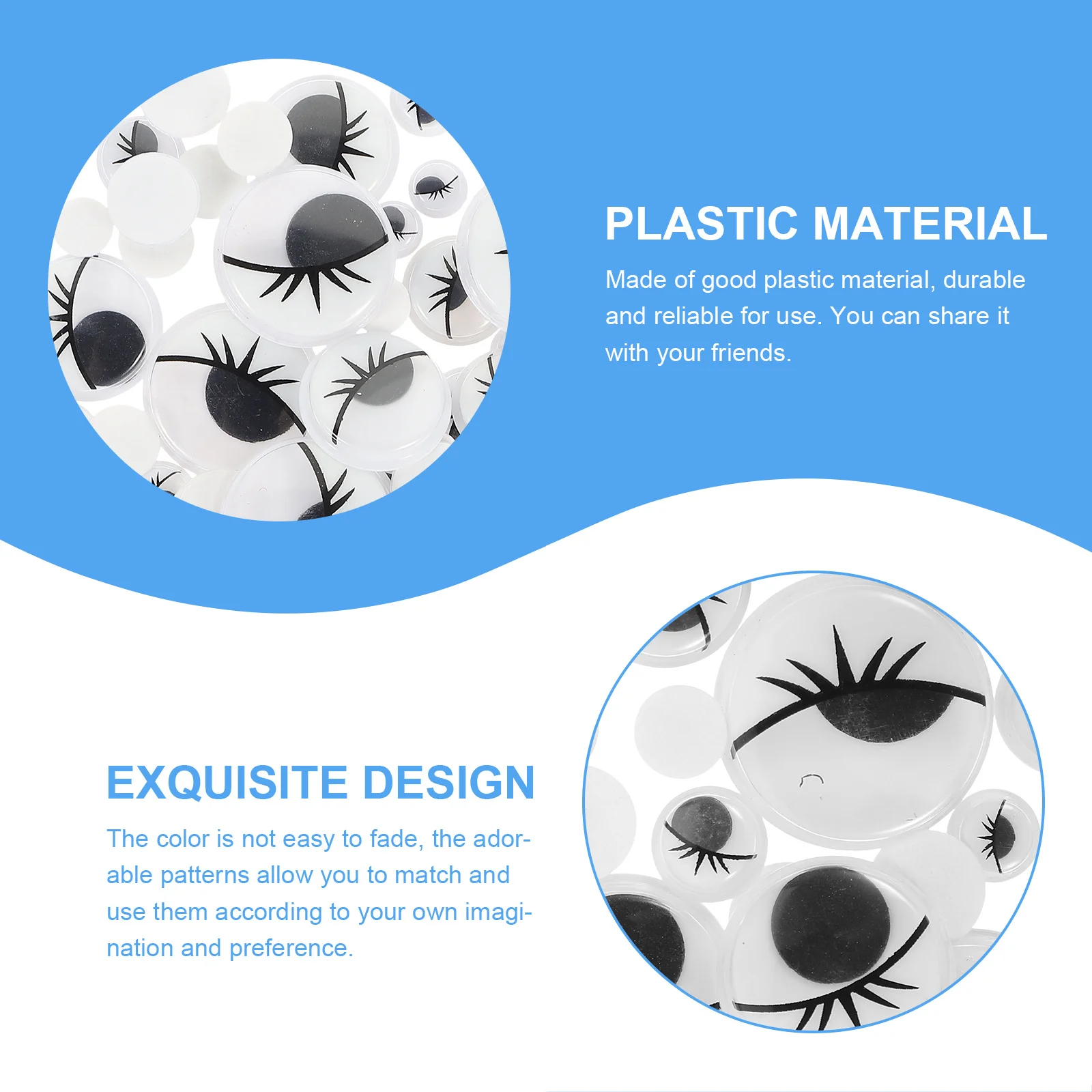 

200Pcs Simulation Animal Eyeball Stickers DIY Crafts Making Supply Eyeball Decal for Creative Designs Wiggling Eyes