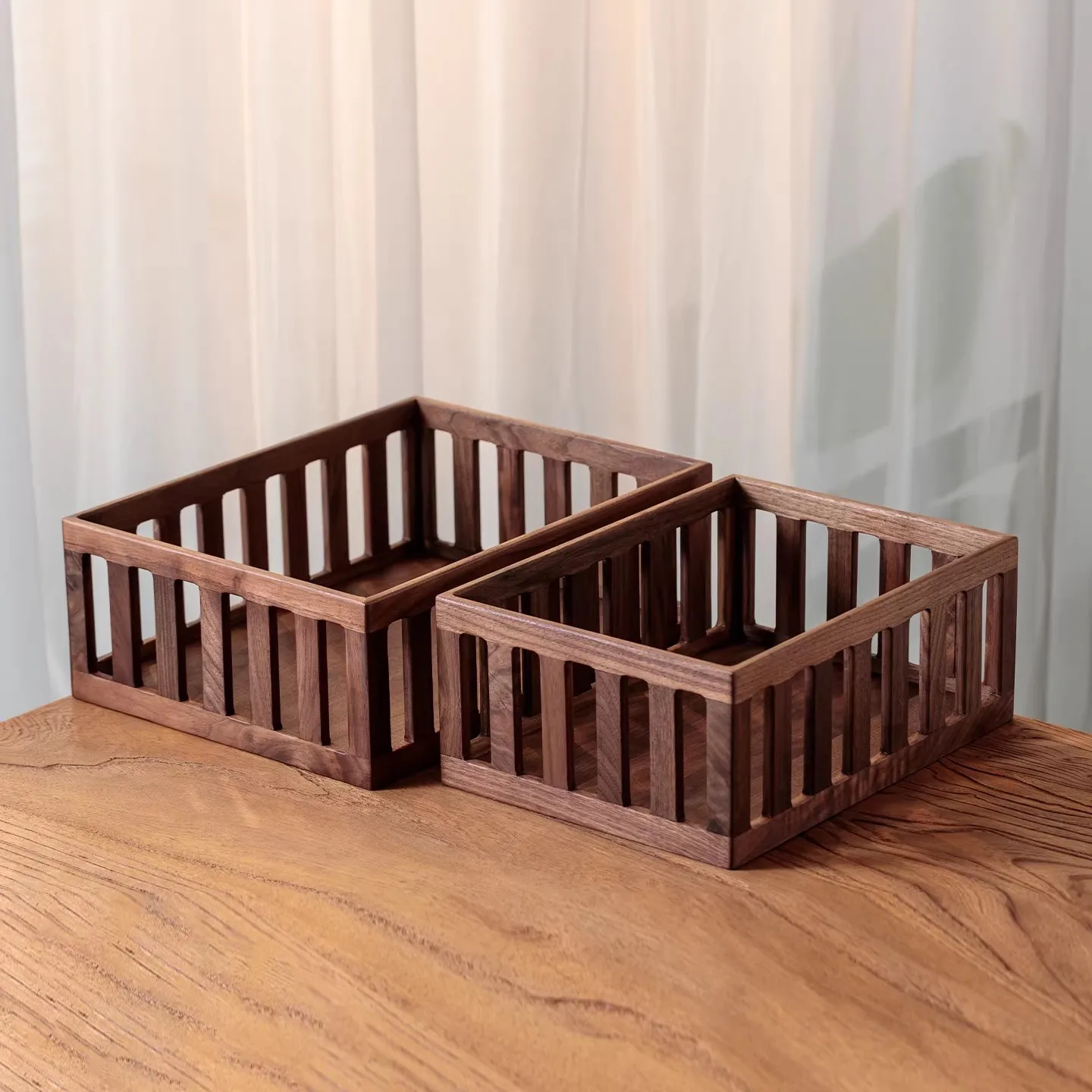 

Creative Solid Wood Grid Storage Box Black Walnut Multi-Function Desk Organizer Doorway Wooden Box for Sundries