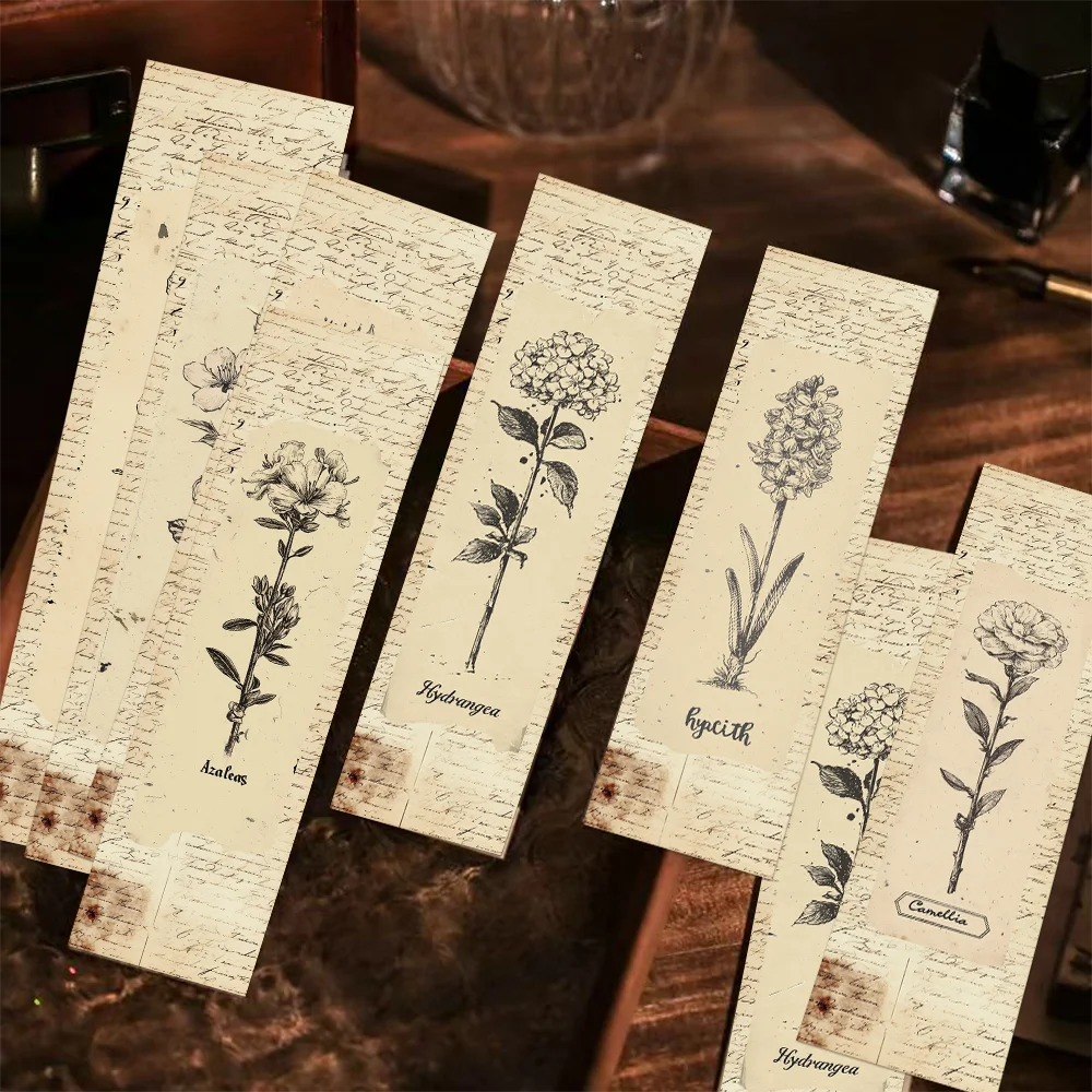 

30pcs vintage plants and flowers bookmarks student office supplies books book page labeling paper card decoration DIY bookmarks