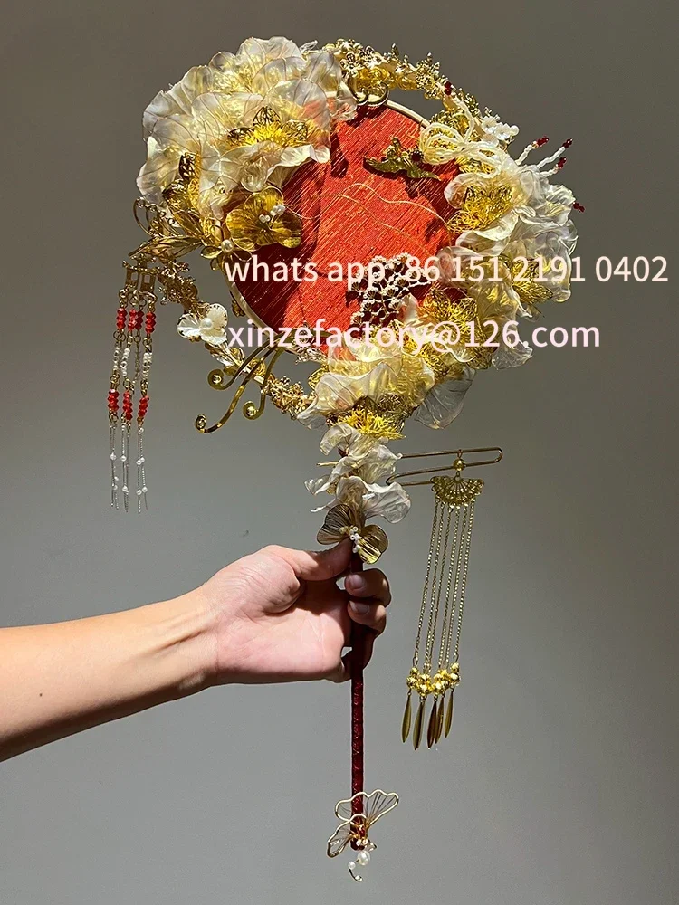 

Customizable Jiang Mengbu Bride Wedding Handmade Group Fan Cloud Ladder Xiuhe Xi Fan Chinese Ancient Hanfu DIY Material Pack Wed