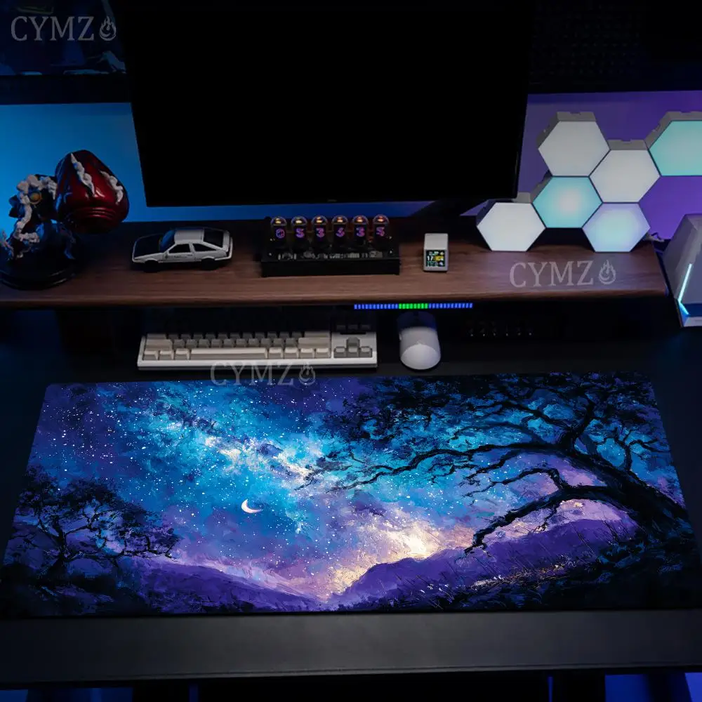 Fantasy Starry Moon Night large Mouse Pad Desk Mat Non-Slip Durable office mouse mat gaming mats with Stitched Edge HD printing