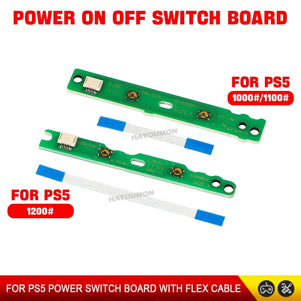 1PCS 10PCS 2in1 For PS5 1000/1100/1200 Console Power ON/OFF Switch Power Button PCB Board with Flex Cable