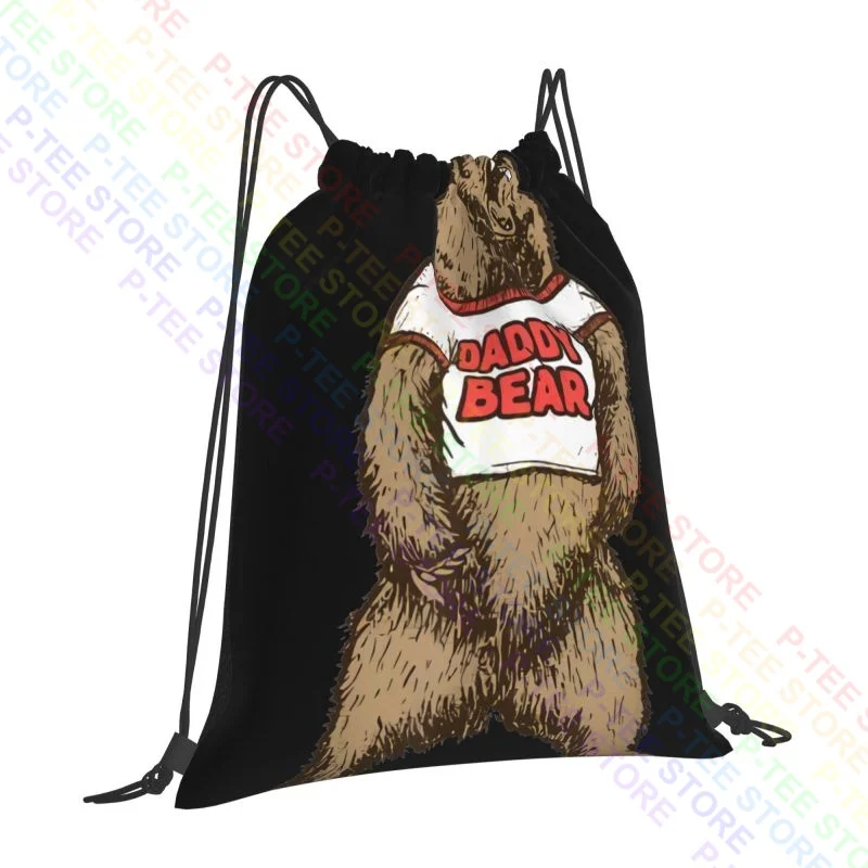 Daddy Bear Roaring Grizzly Fathers Day Protective Dad Drawstring Bags Gym Bag School Art Print