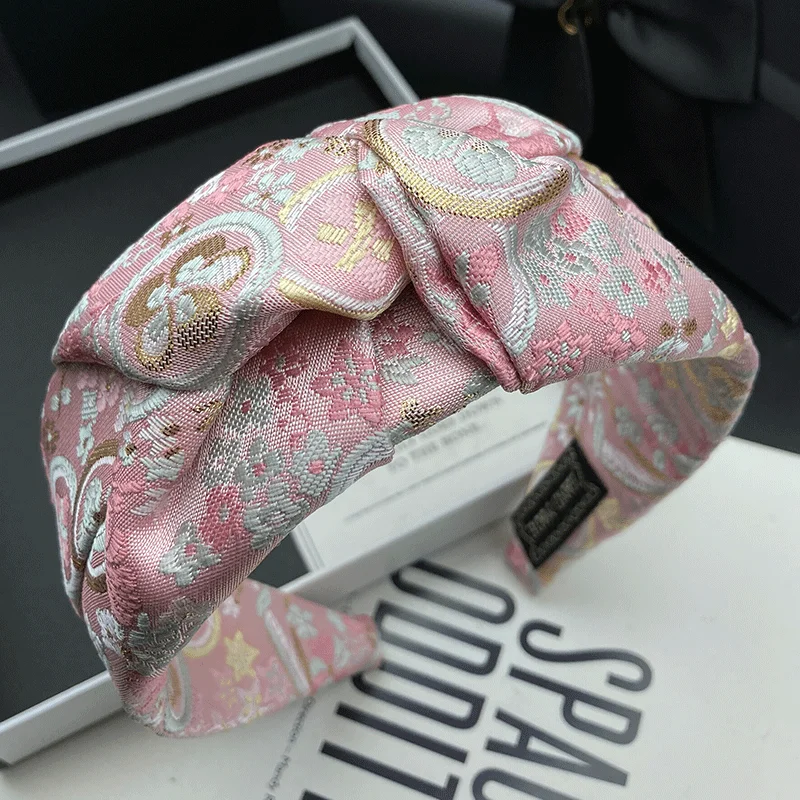 

High sense embroidery hairpin hoop female high skull top adult sweet elegant headdress wide edge compression Headband