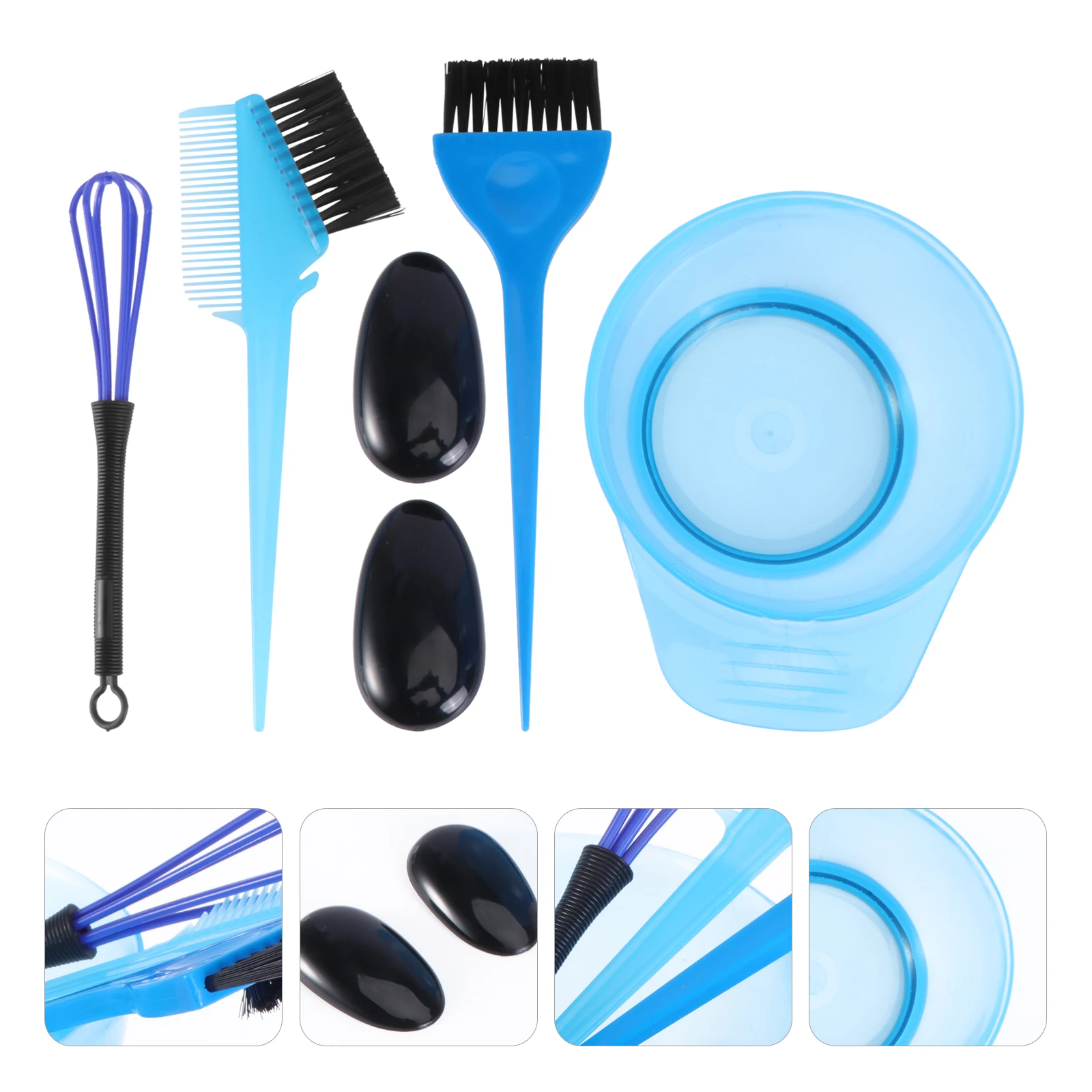 Kit per colorare i capelli da 5 pezzi Set completo di strumenti per tinture Nessun disordine Ciotola per tinture per capelli in plastica riutilizzabile facile da pulire per uso in salone o fai da te Blu