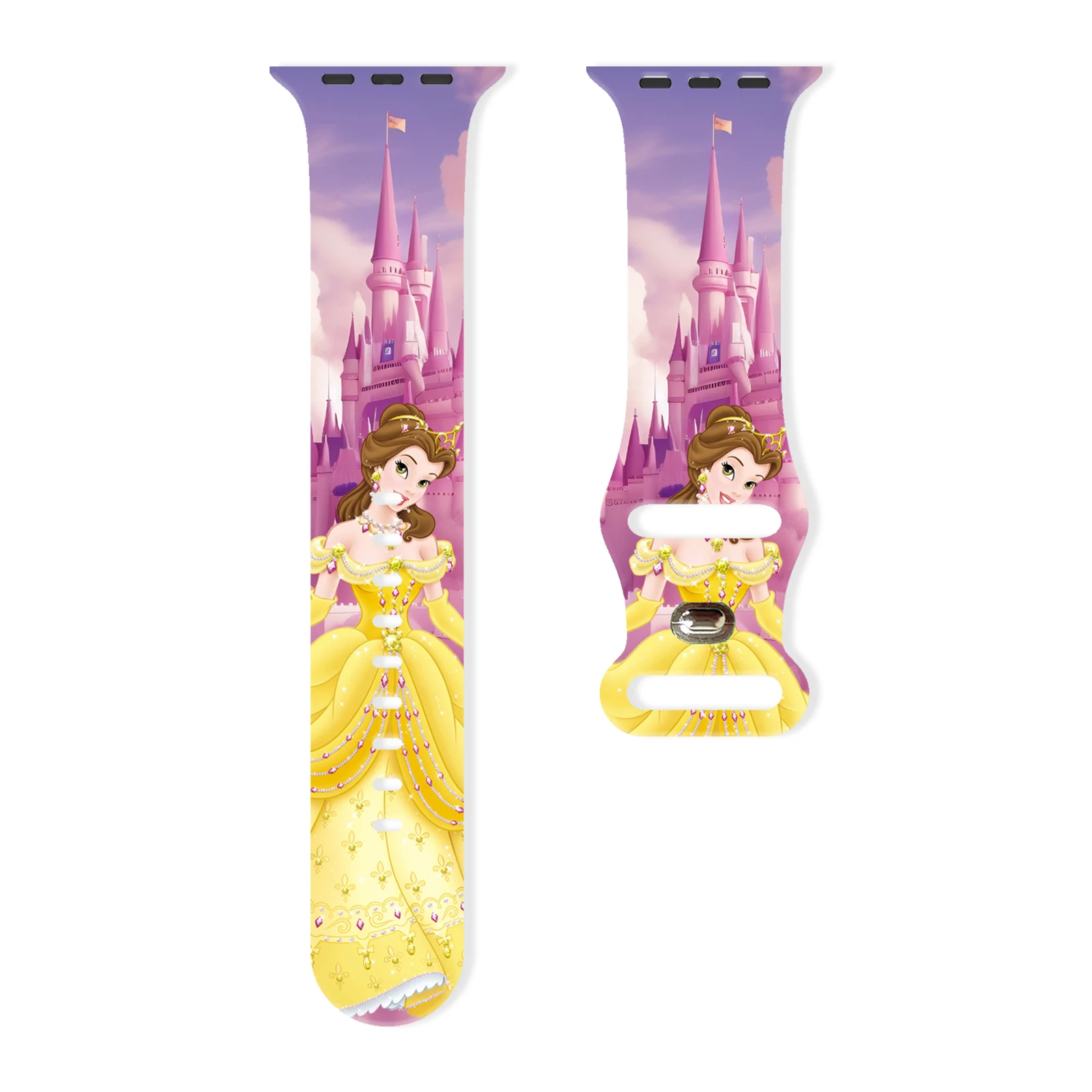

Disney Castle Princess Print Strap for Apple Watch 11/10/9/8/7/SE, Soft Waterproof Replacement Silicone Band 46mm/45mm/44mm/42mm