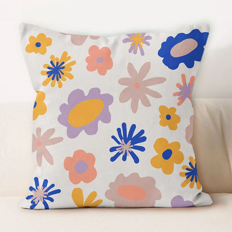 

Fresh Beautiful Fragmented Flower Printed Throw Pillow Case Beautiful Cushion Cover Car Sofa Pillow Case 45*45cm Home Decoration